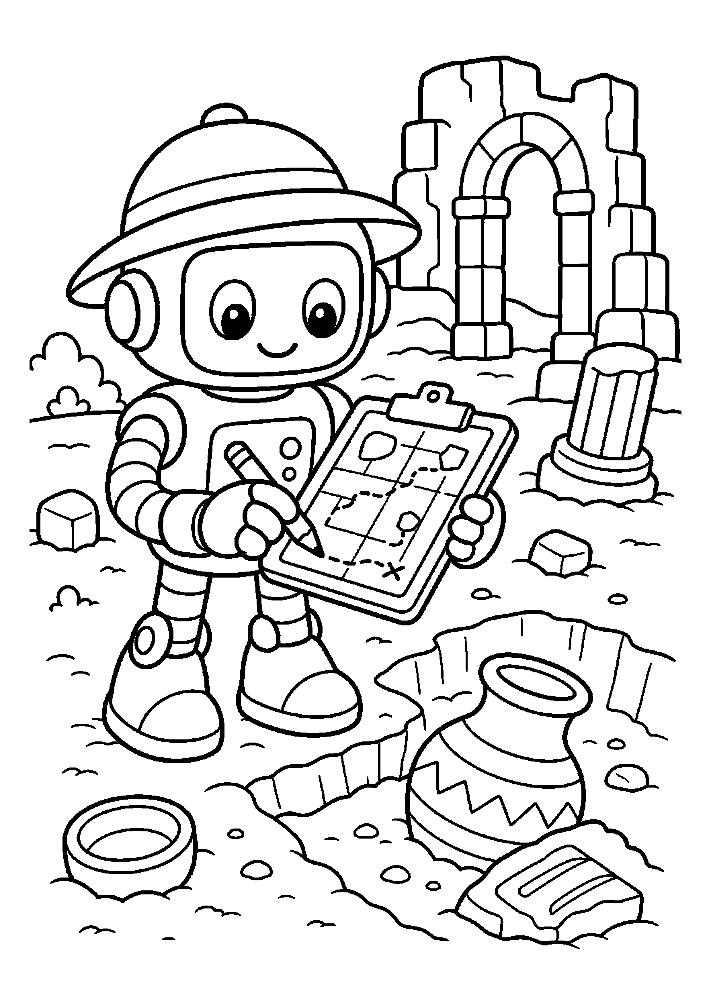 Robot archeolog mapuje wykop przy ruinach