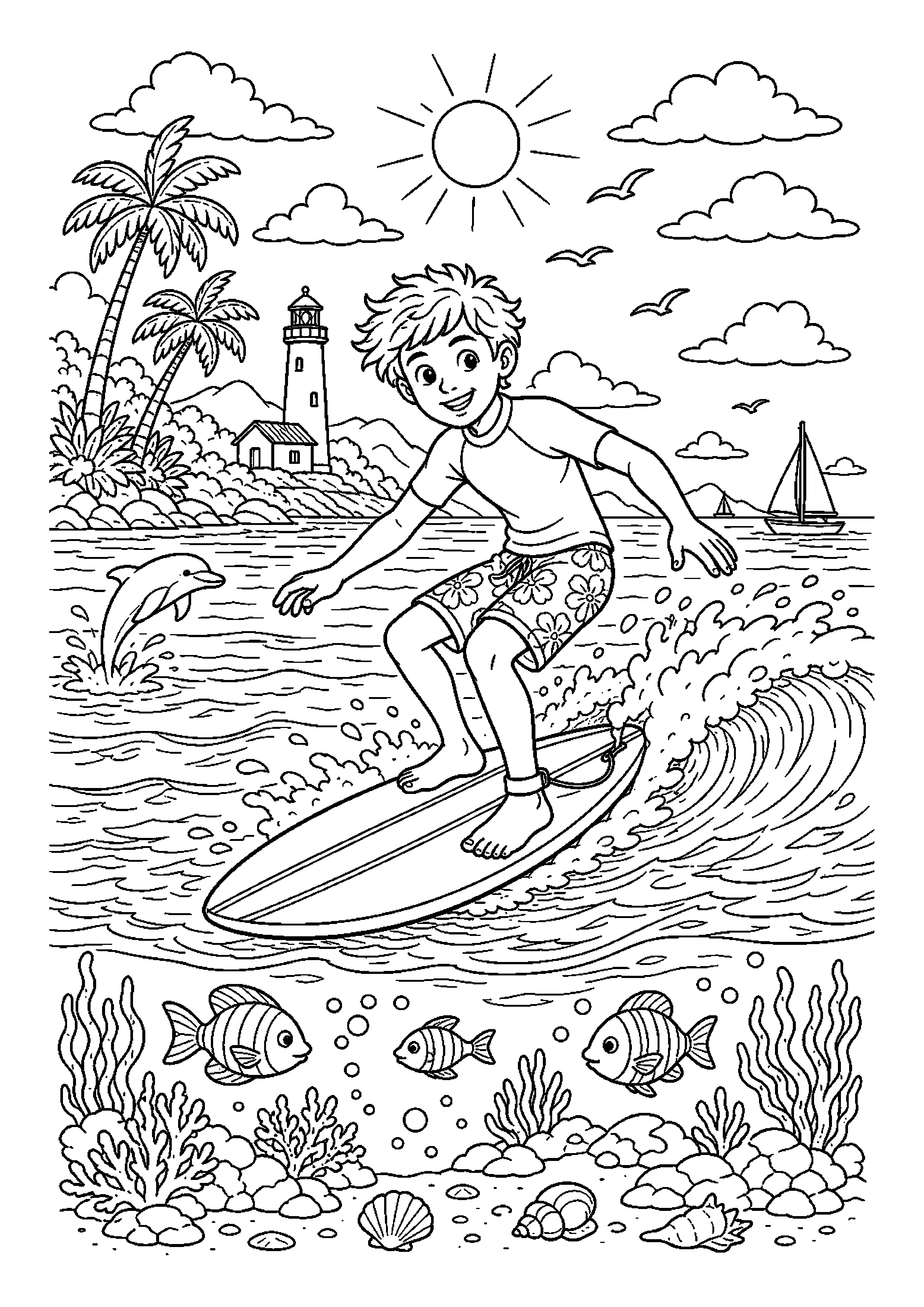 Surferka łapie małą falę przy spokojnym morzu