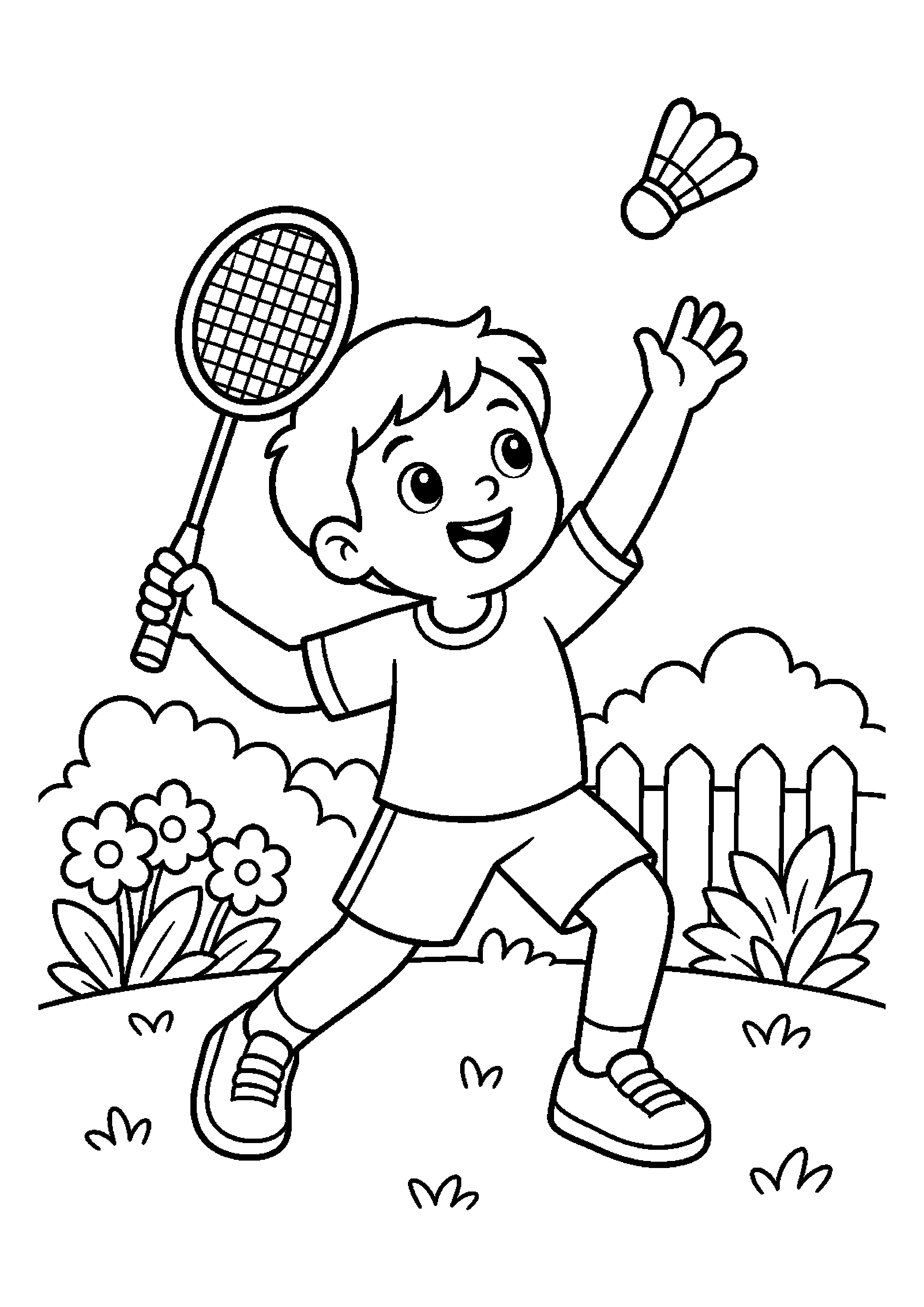 Badmintonistka wykonuje wysoki serwis w ogrodzie