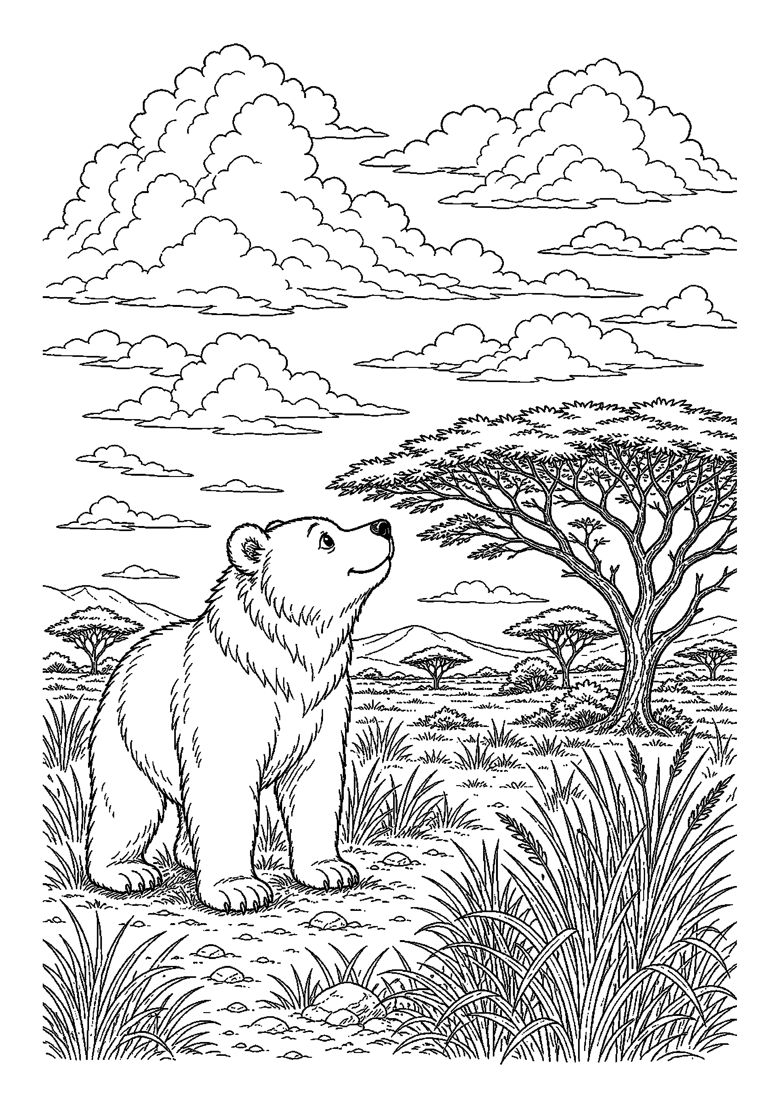 Niedźwiedź – obserwuje chmury