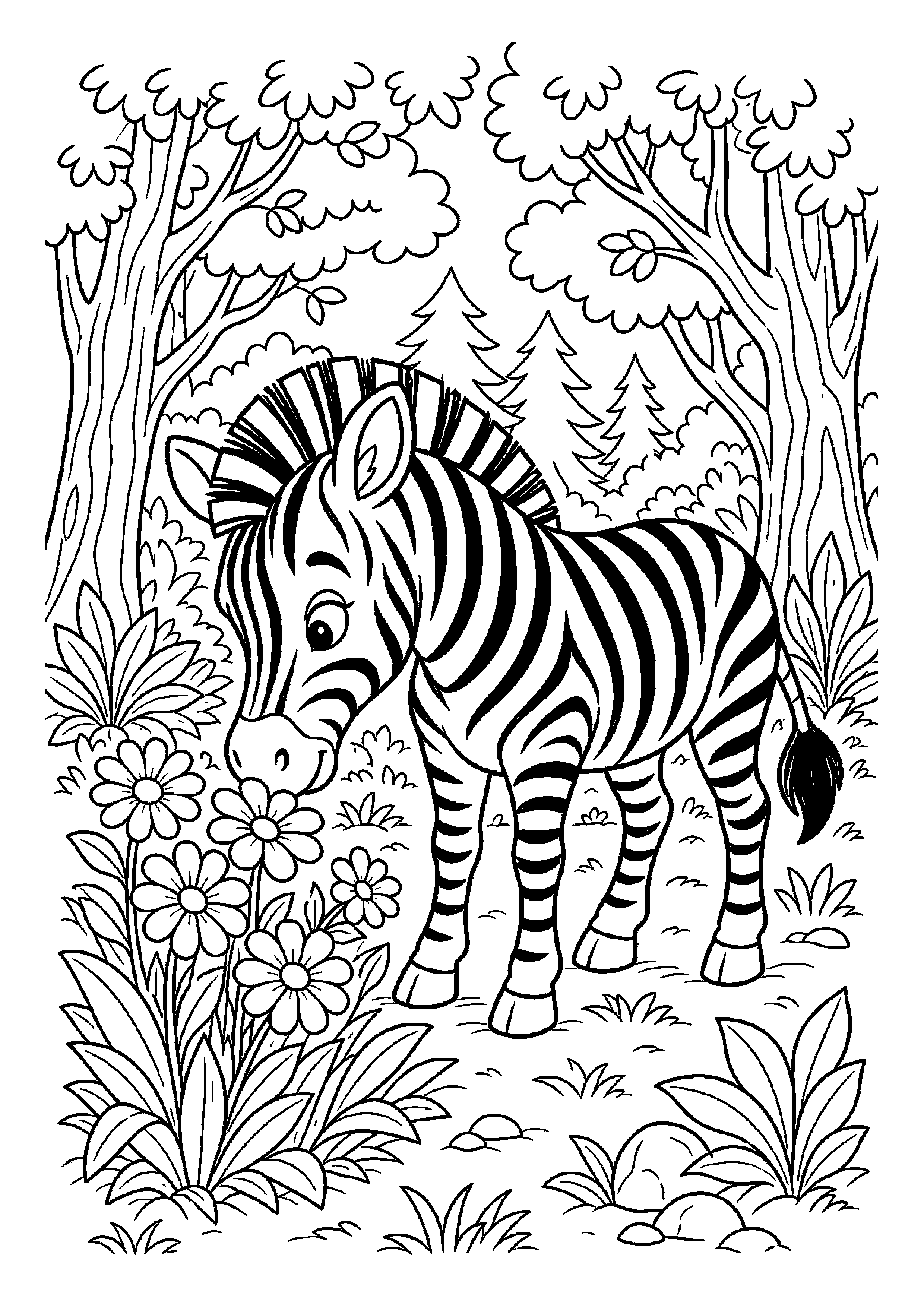 Zebra – wącha kwiaty