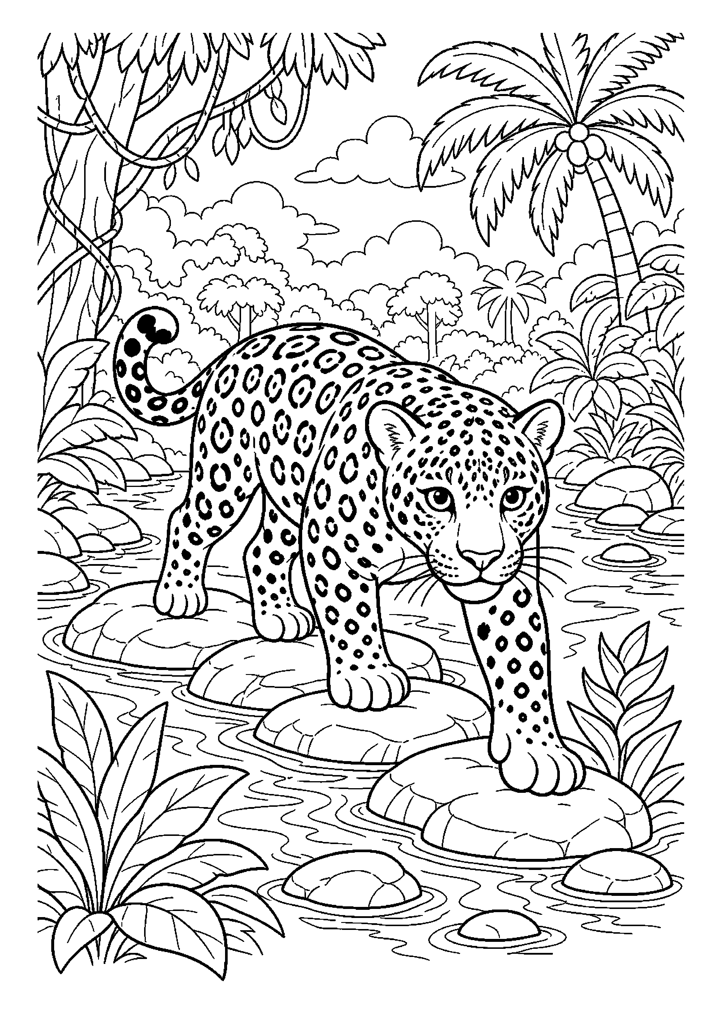Jaguar przechodzi po kamieniach