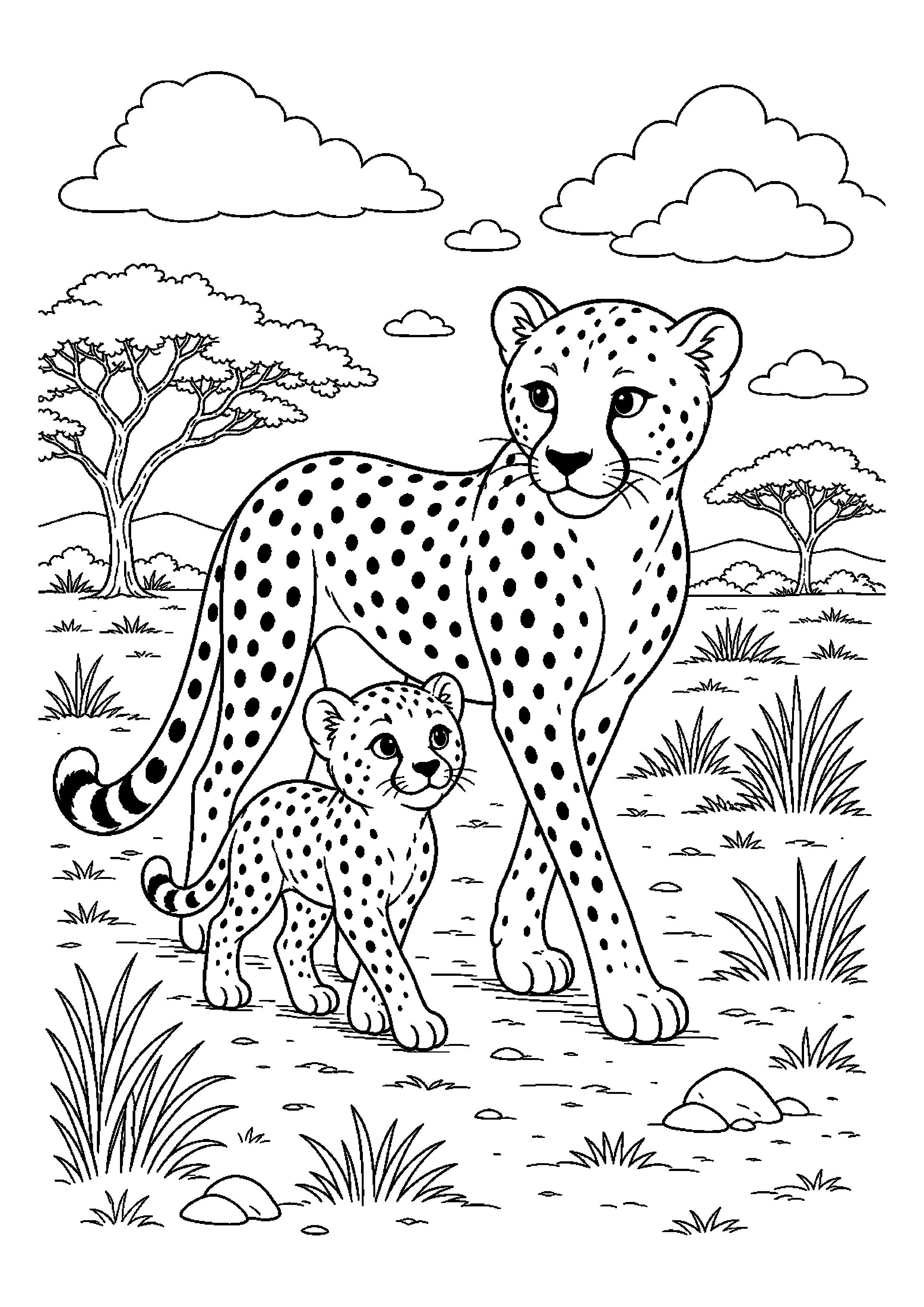 Gepard wędruje z młodym